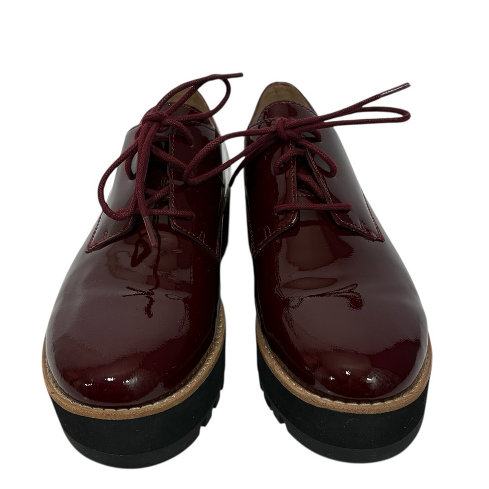 EILEEN FISHER Eddy Derby Shiny Patent Red loafers shoes 6.5 - Picture 2 of 9